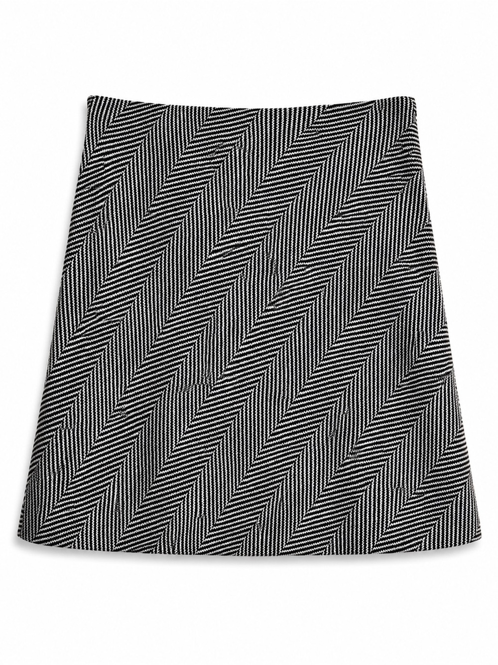 Valerie Stevens Petite 100% Wool Chevron A Line Skirt Black Ivory Size 12P